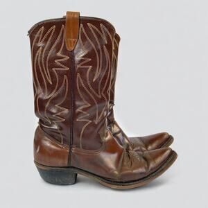 Texas Boot Company Brown Leather Western Cowboy Boots Mens Size 9.5